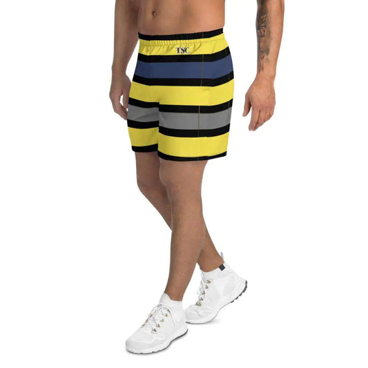 Short long tropical bleu foncé/jaune pour homme