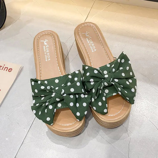 Fashionable Wedge Toe High Heel Slippers
