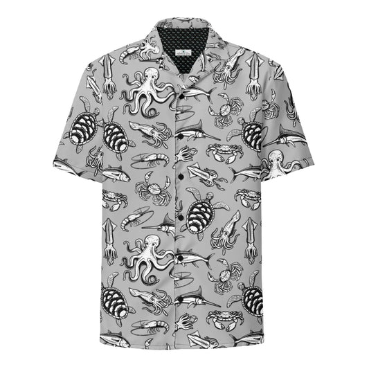 Chemise boutonnée hawaïenne Night Dive : plongez dans des profondeurs élégantes !