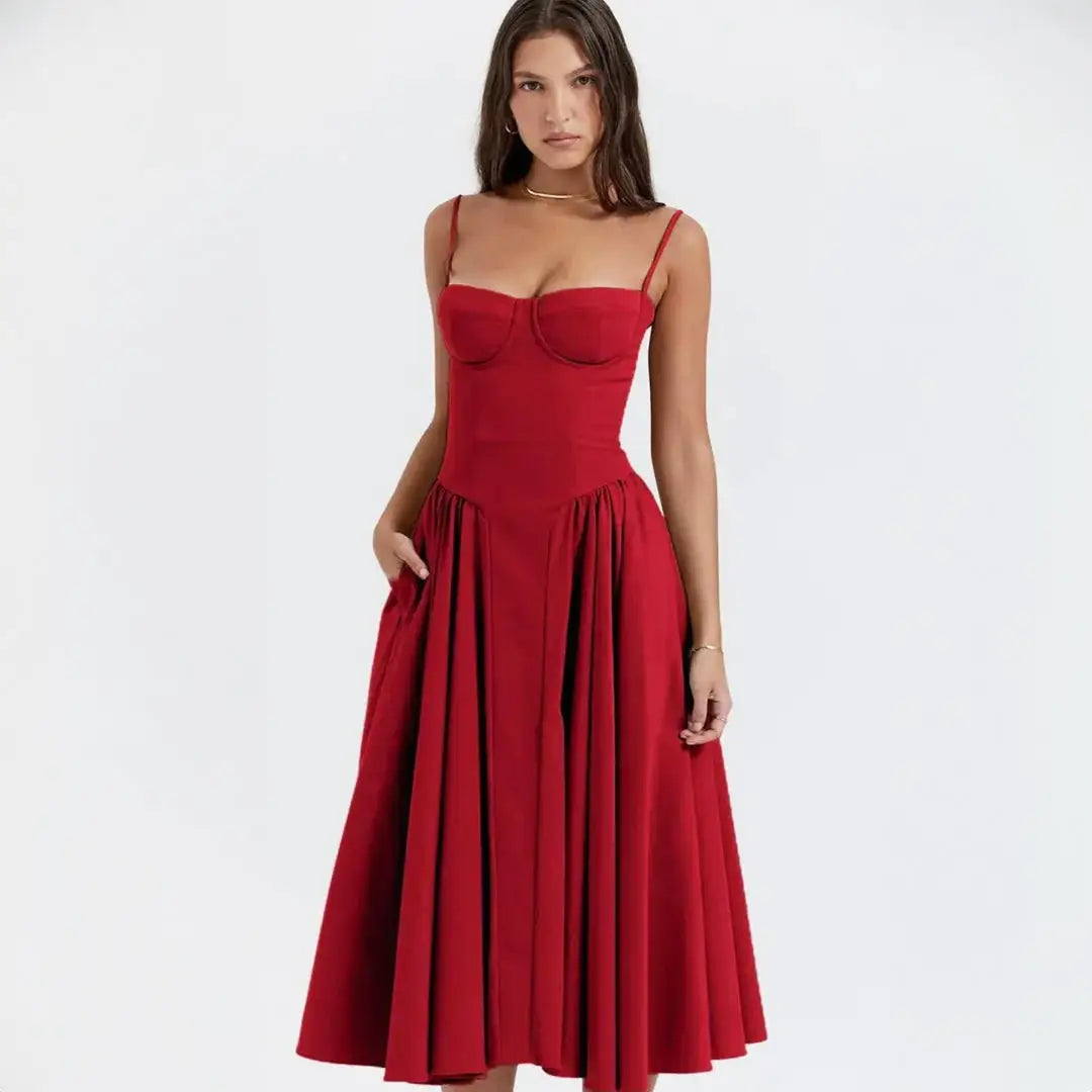 Juliet Corset Sundress Crimson Red M