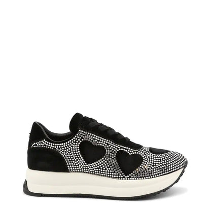 Rhinestone Heart Sneakers - Black 5