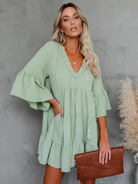 Sweet Maternity Chiffon Dress Green L