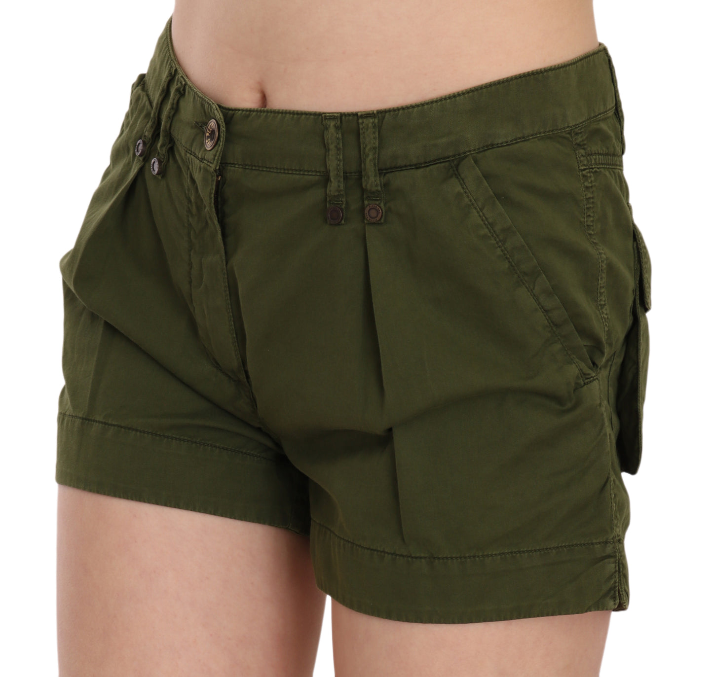 PLEIN SUD Emerald Mid Waist Cotton Shorts