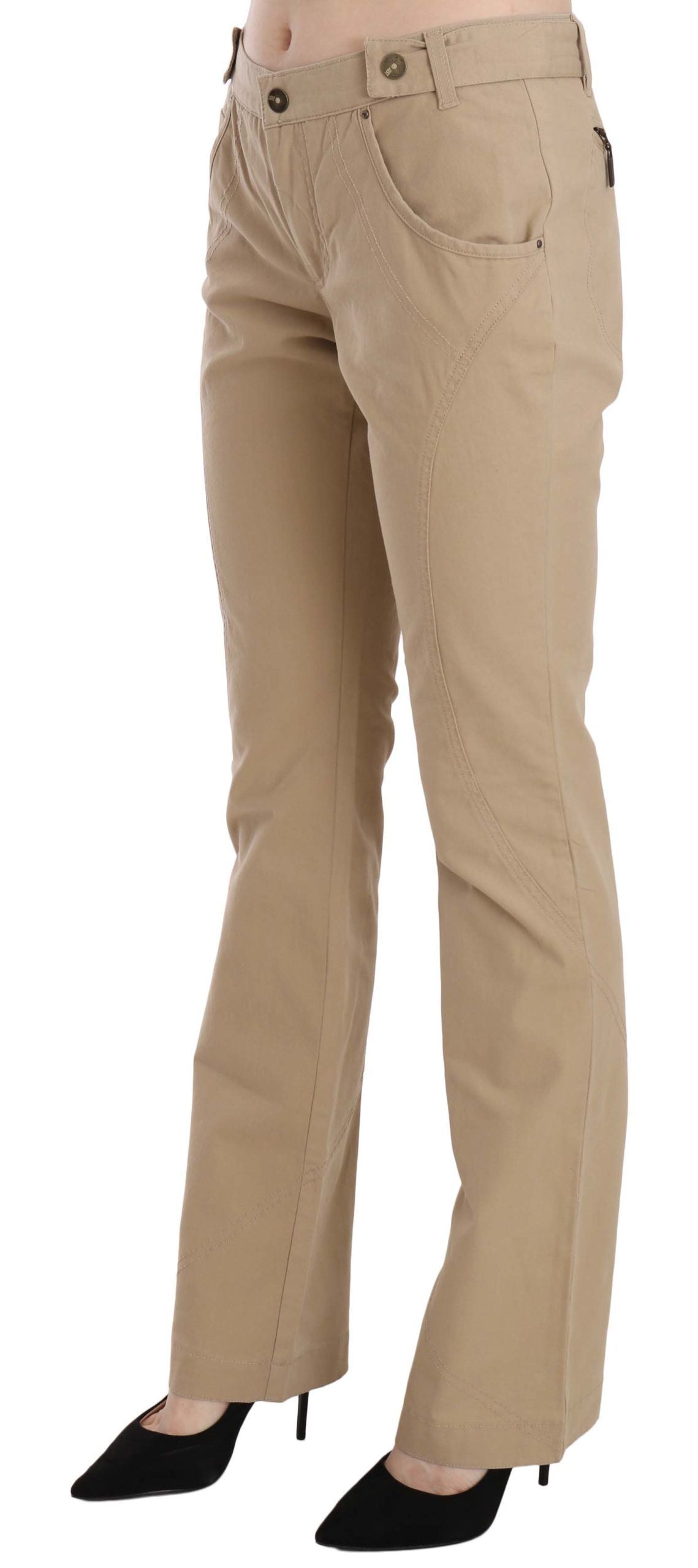 Just Cavalli Beige Mid Waist Straight Leg Pants