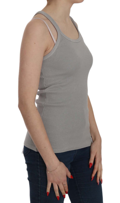 PINK MEMORIES Elegant Sleeveless Grey Cotton Blouse