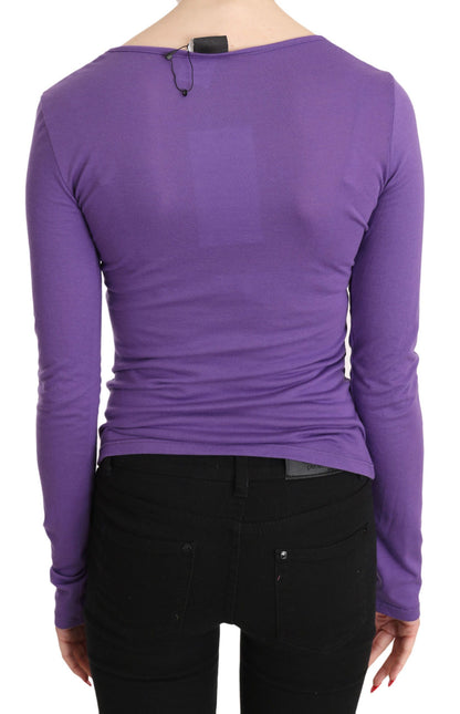 Exte Elegant Purple Crystal Embellished Long Sleeve Top