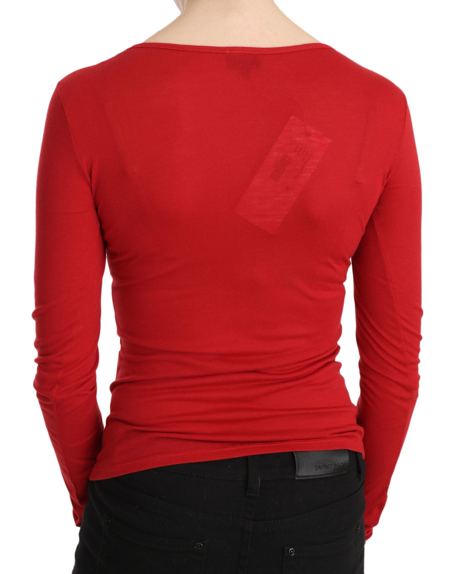 Exte Red Crystal Embellished Long Sleeve Top