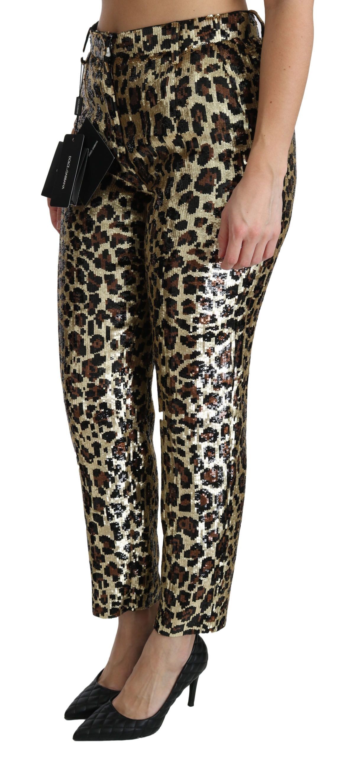 Dolce & Gabbana Chic High Waist Leopard Sequin Pants