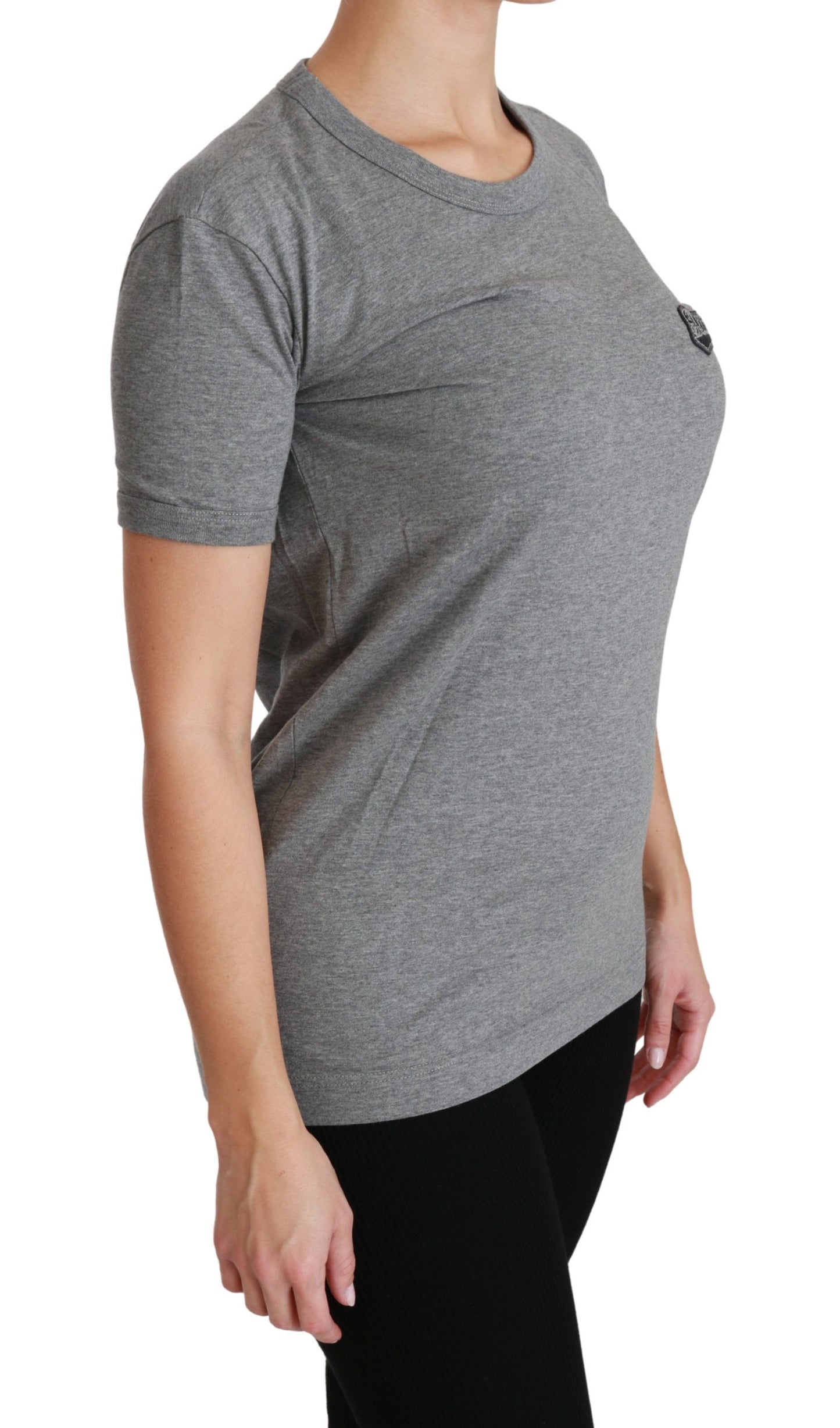 Dolce & Gabbana Chic Gray Amore Patch Crewneck Tee