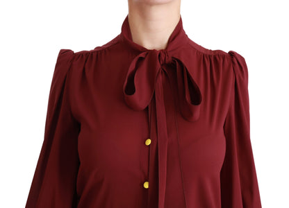 Dolce & Gabbana Elegant Maroon Silk Blend Polo Blouse