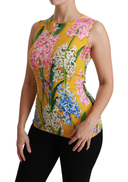 Dolce & Gabbana Sunshine Floral Crewneck Sleeveless Blouse