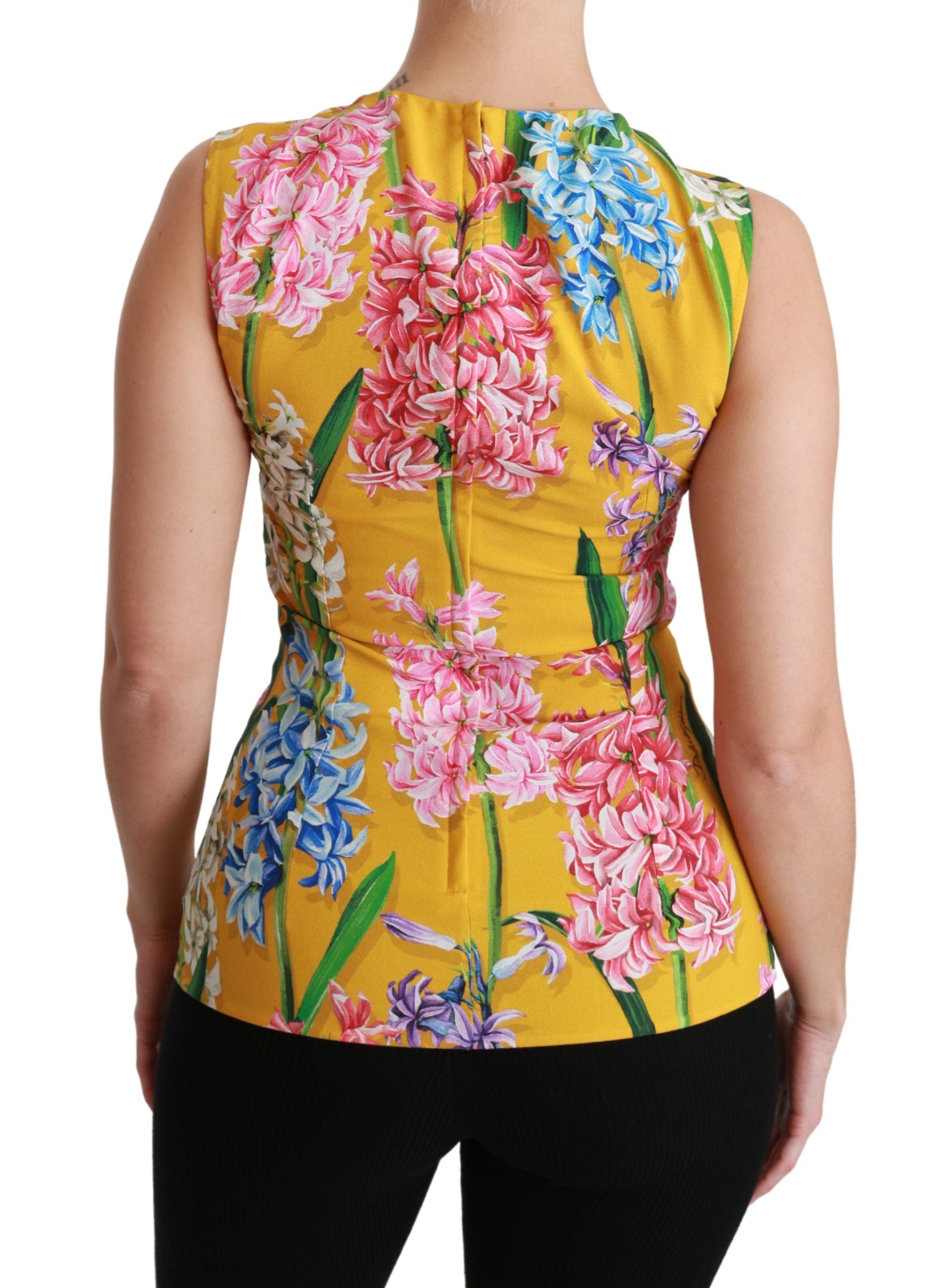 Dolce & Gabbana Sunshine Floral Crewneck Sleeveless Blouse