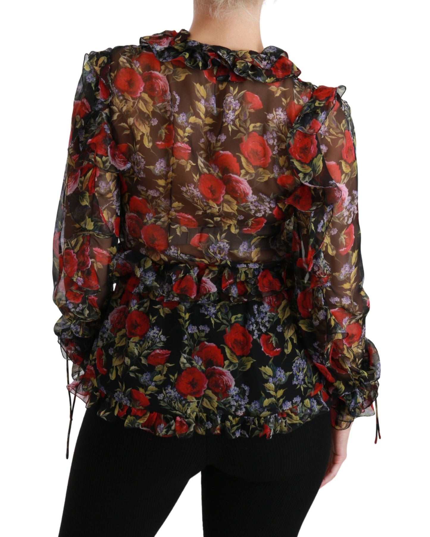 Dolce & Gabbana Elegant Floral Silk Long Sleeve Blouse