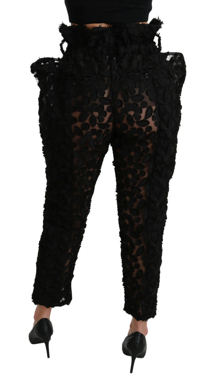 Dolce & Gabbana Chic Tapered High Waist Lace Pants