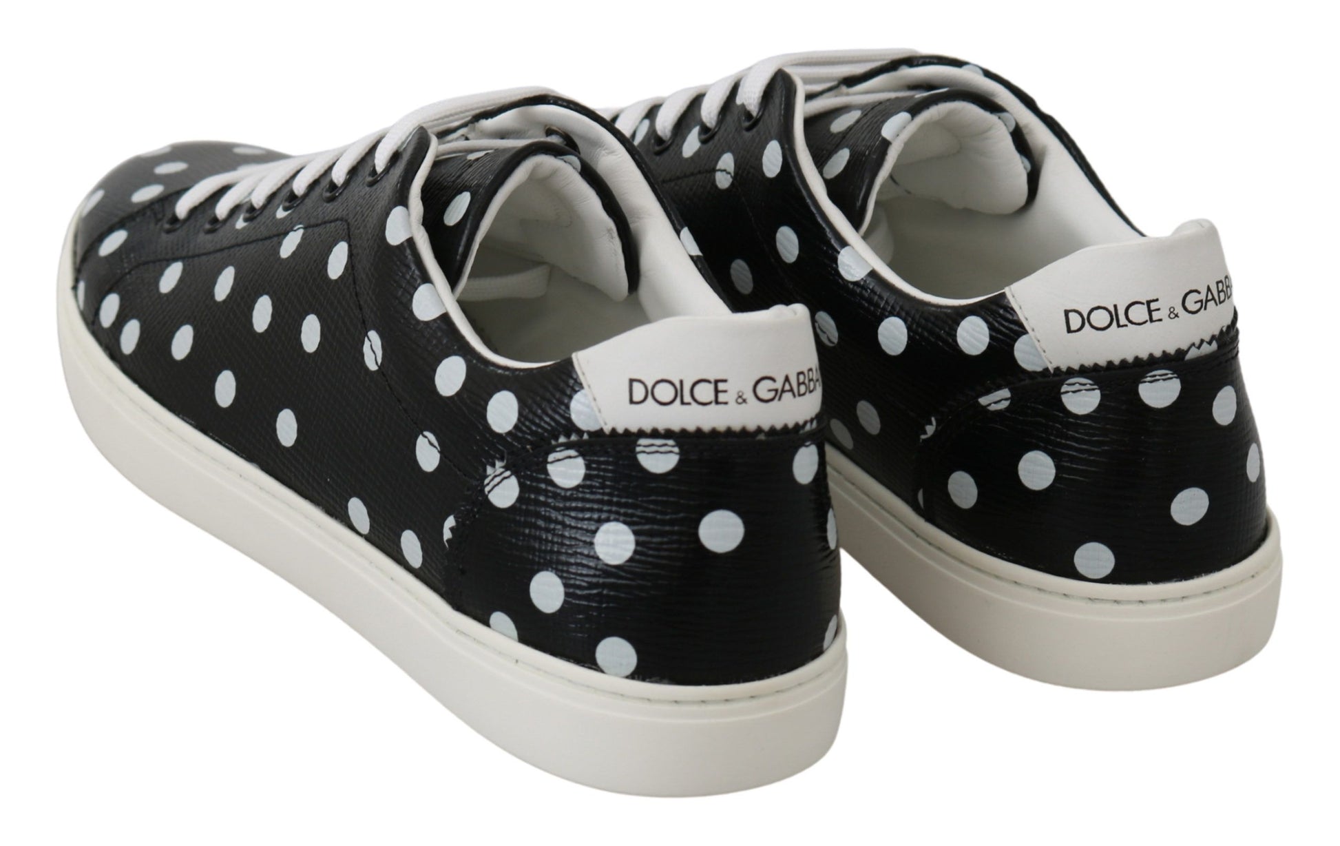 Dolce & Gabbana Black Polka Dotted Leather Sneakers