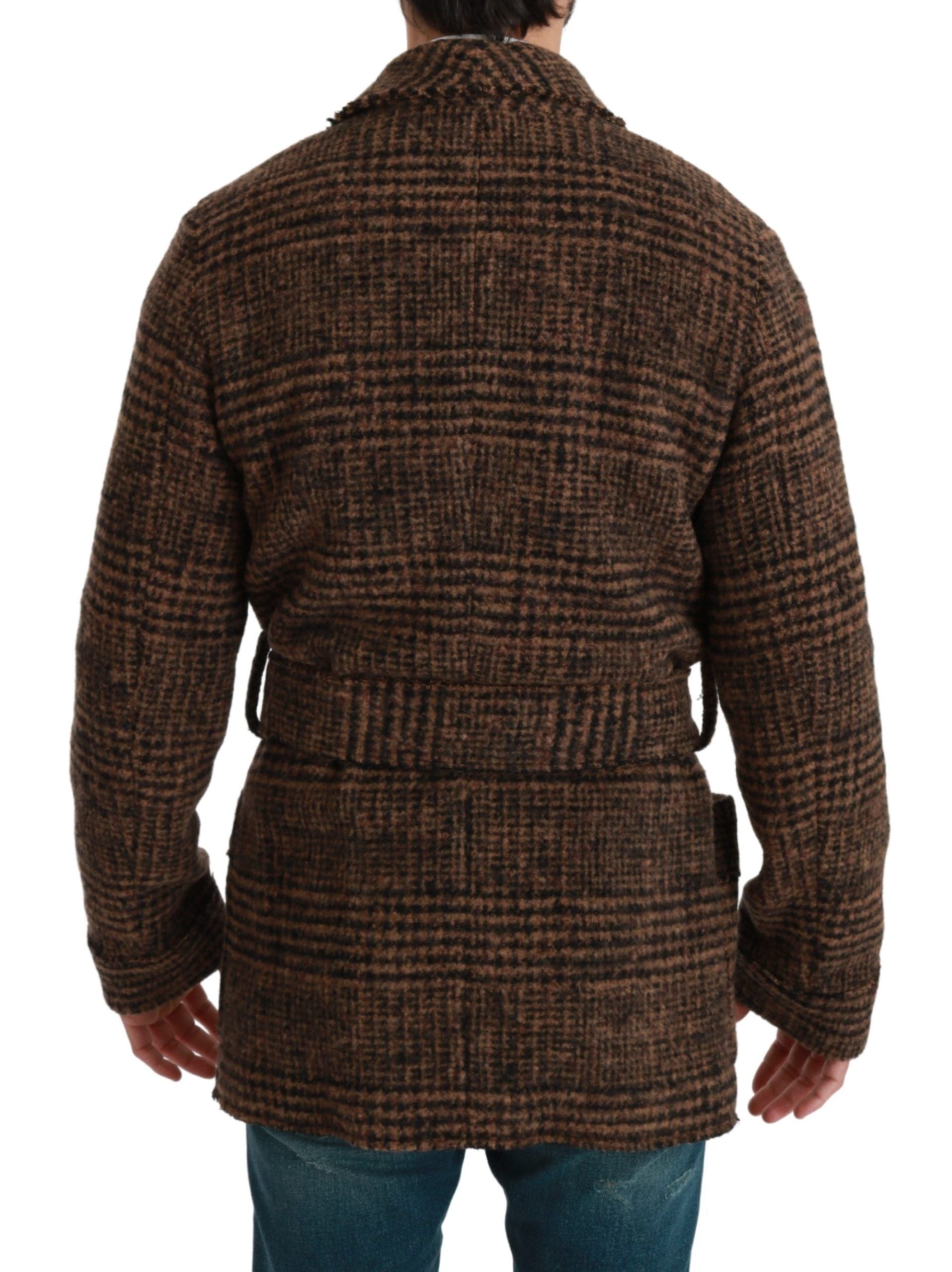 Dolce & Gabbana Elegant Brown Alpaca Blend Belted Cape Jacket