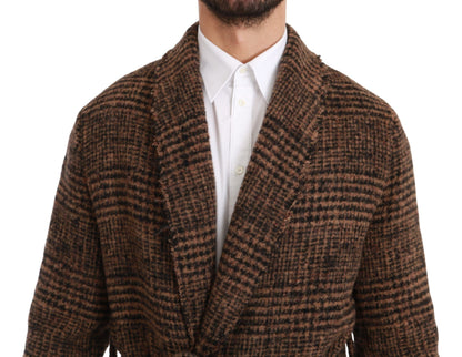 Dolce & Gabbana Elegant Brown Alpaca Blend Belted Cape Jacket