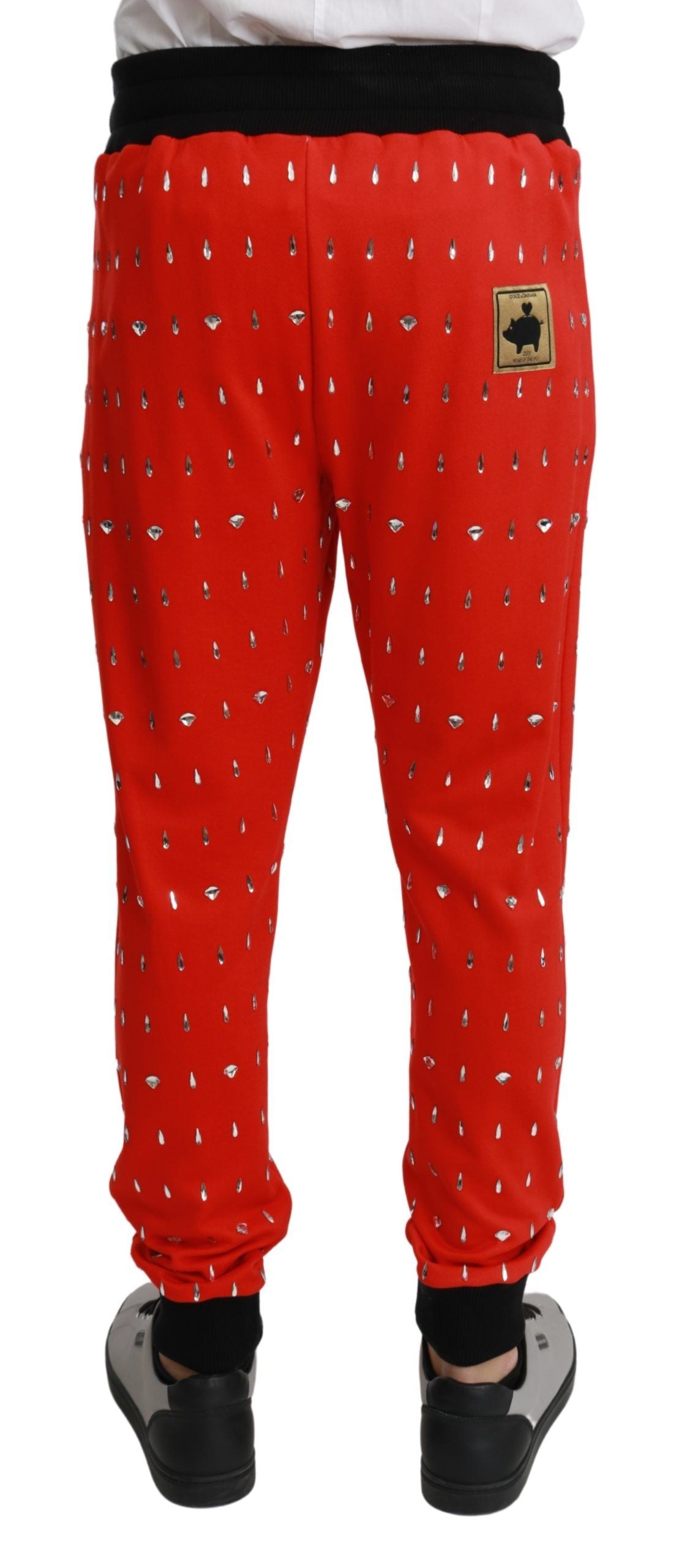 Dolce & Gabbana Chic Red Piggy Bank Print Sweatpants