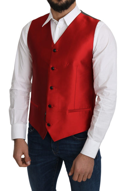 Dolce & Gabbana Ravishing Red Silk Formal Vest