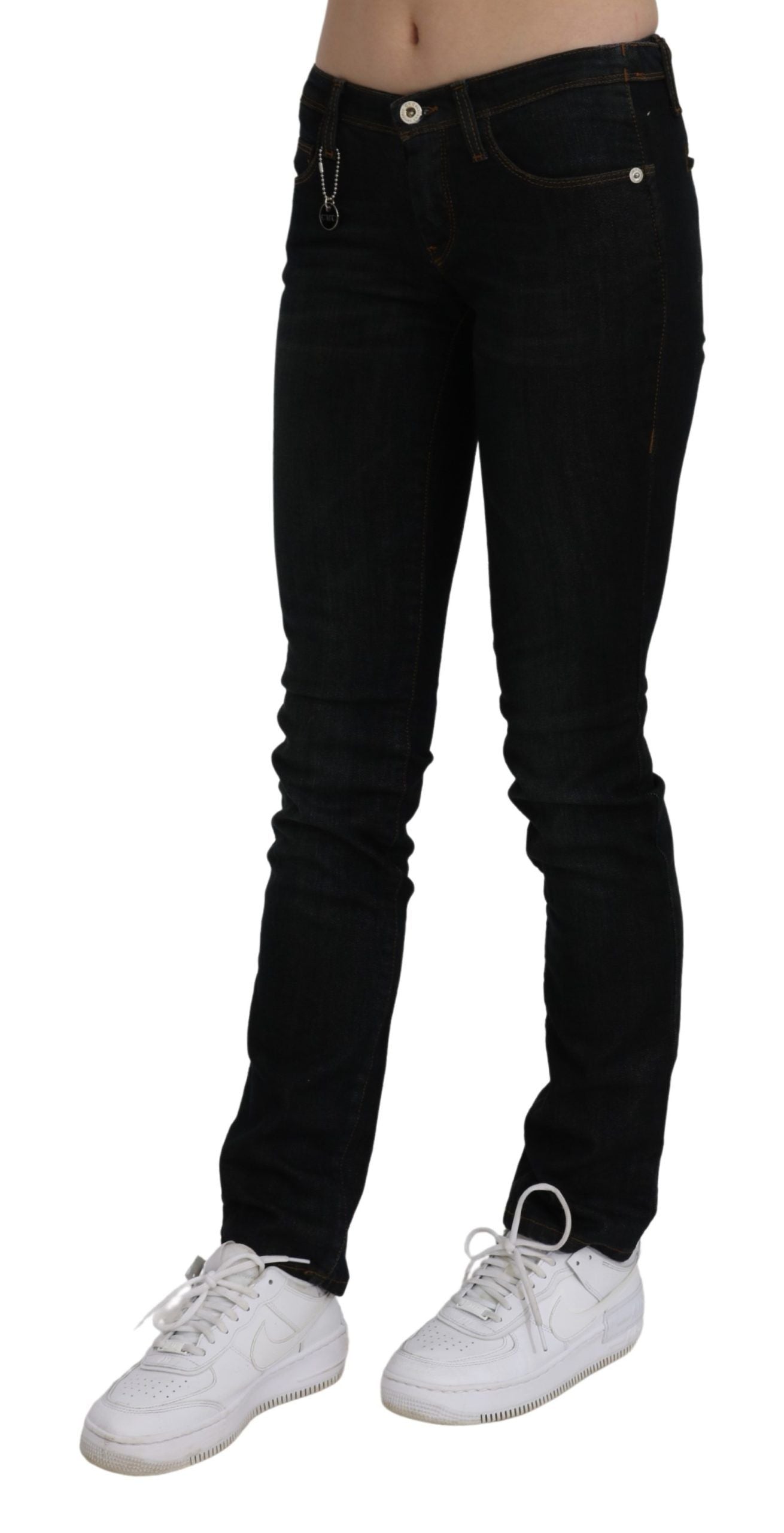 Costume National Chic Black Mid Waist Slim Fit Denim Jeans