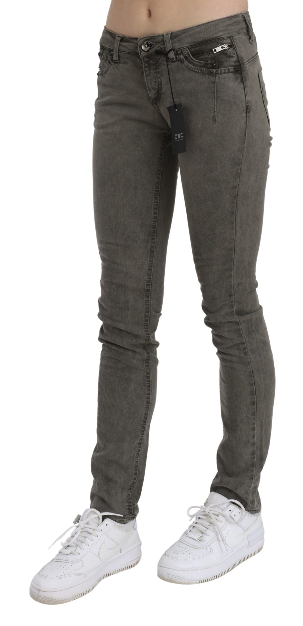 Costume National Chic Gray Slim Fit Cotton Jeans