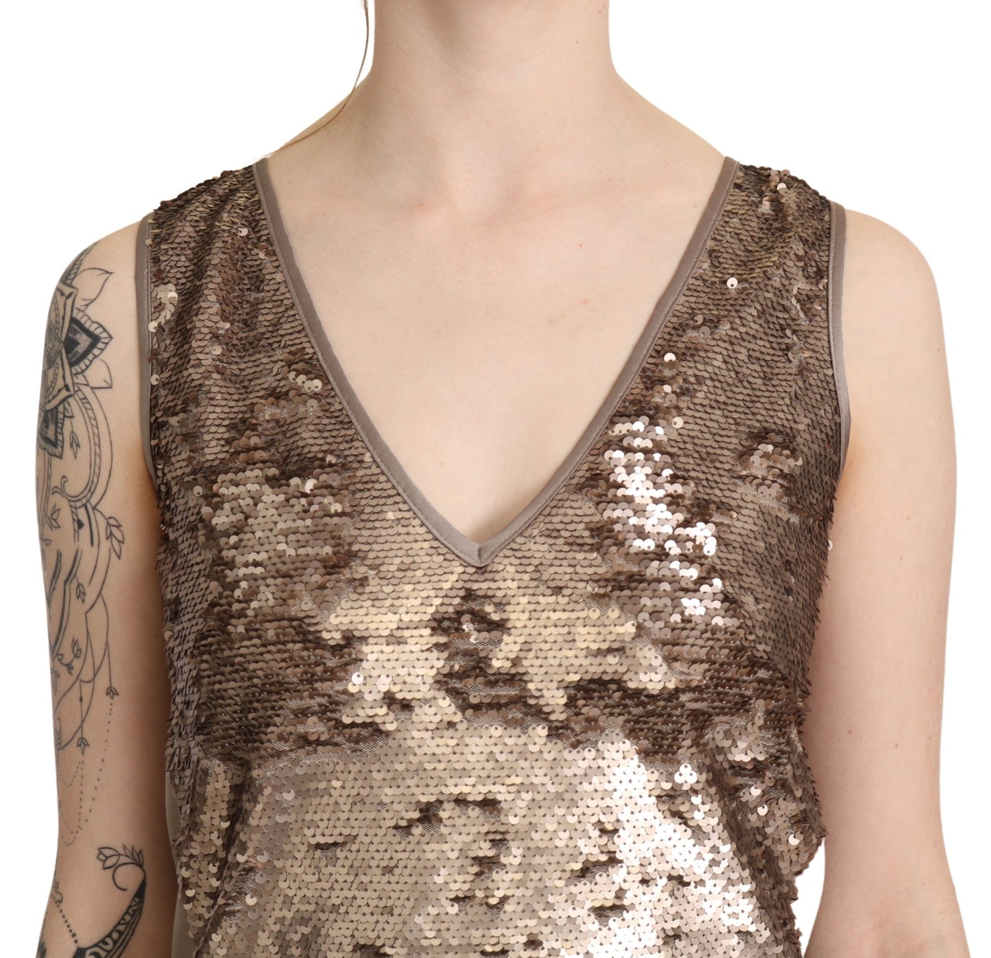 Liu Jo Glamorous V-Neck Sleeveless Sequin Mini Dress