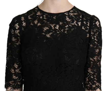 Dolce & Gabbana Elegant Black Lace Sheath Knee-Length Dress