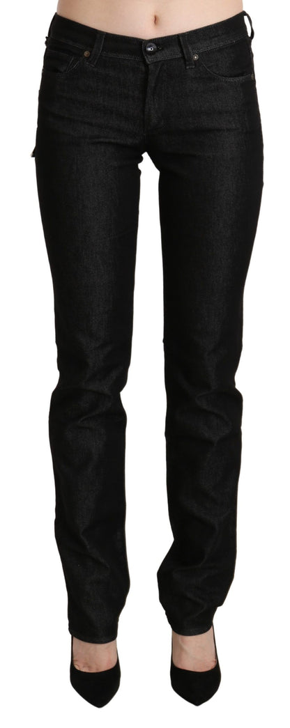 Ermanno Scervino Chic Black Mid Waist Skinny Jeans