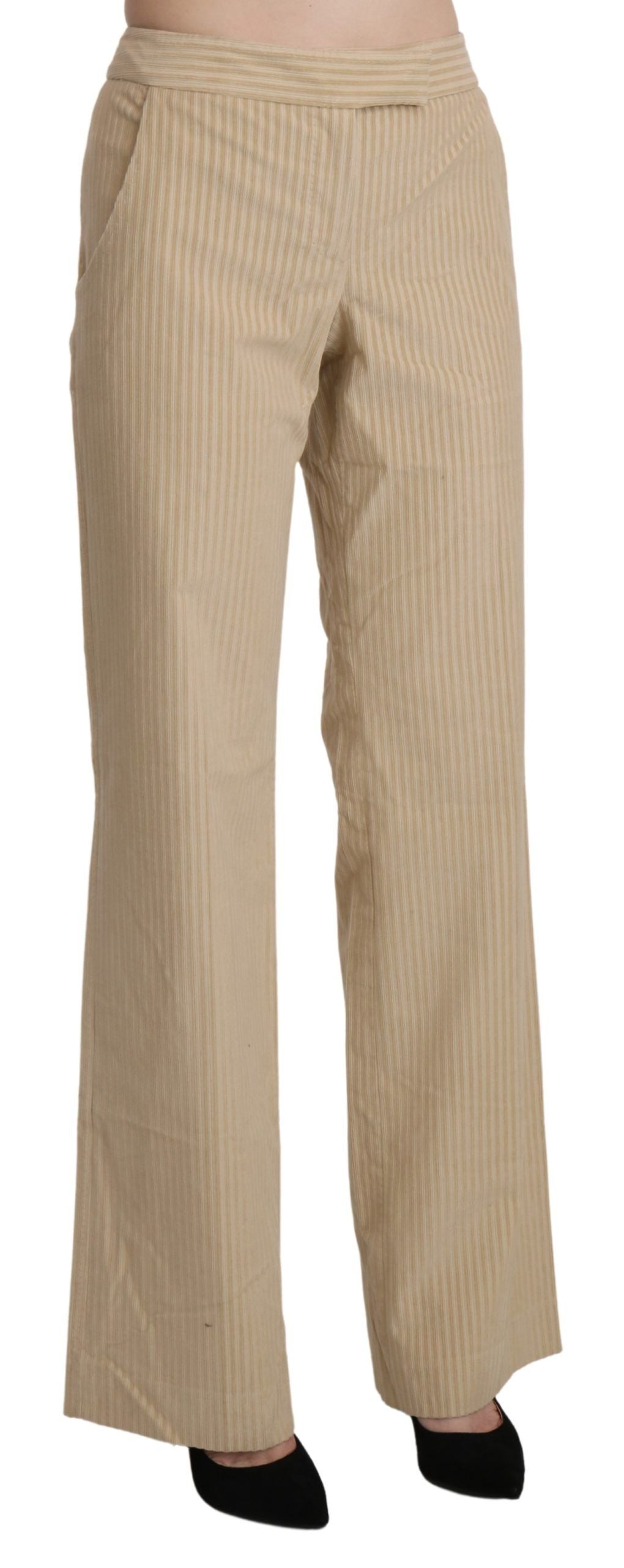 Ermanno Scervino Chic Beige High-Waist Wide Leg Pants