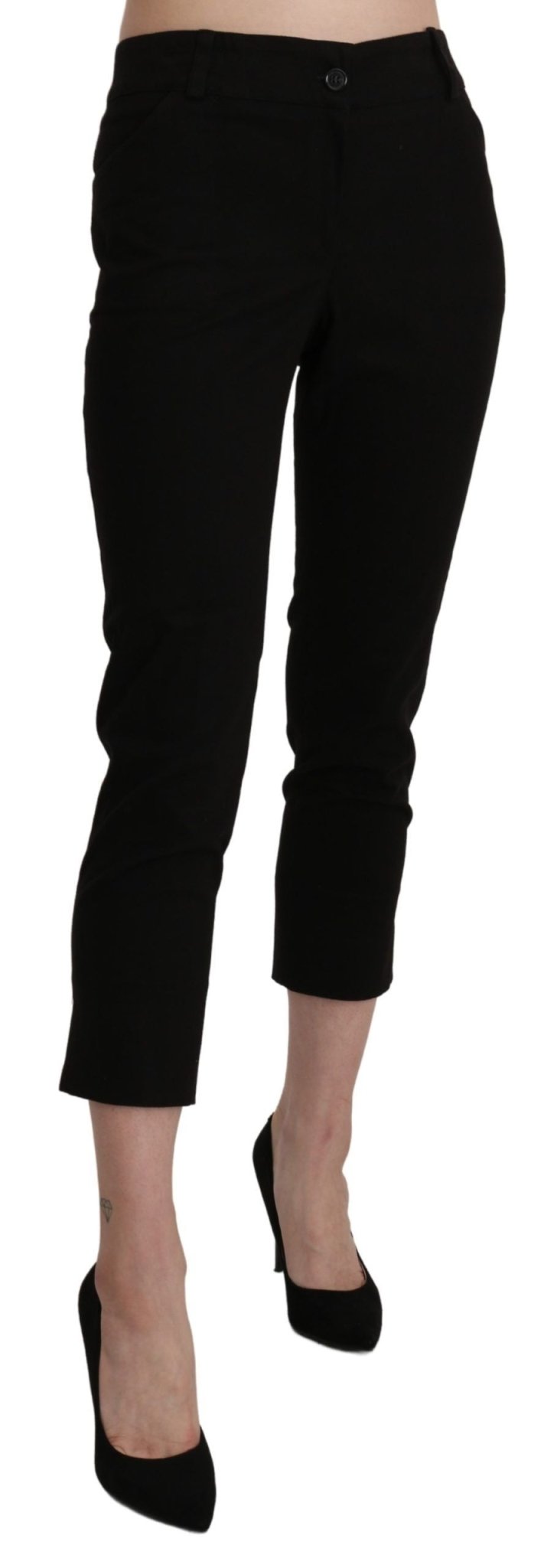 BENCIVENGA Elegant Black High Waist Cropped Pants