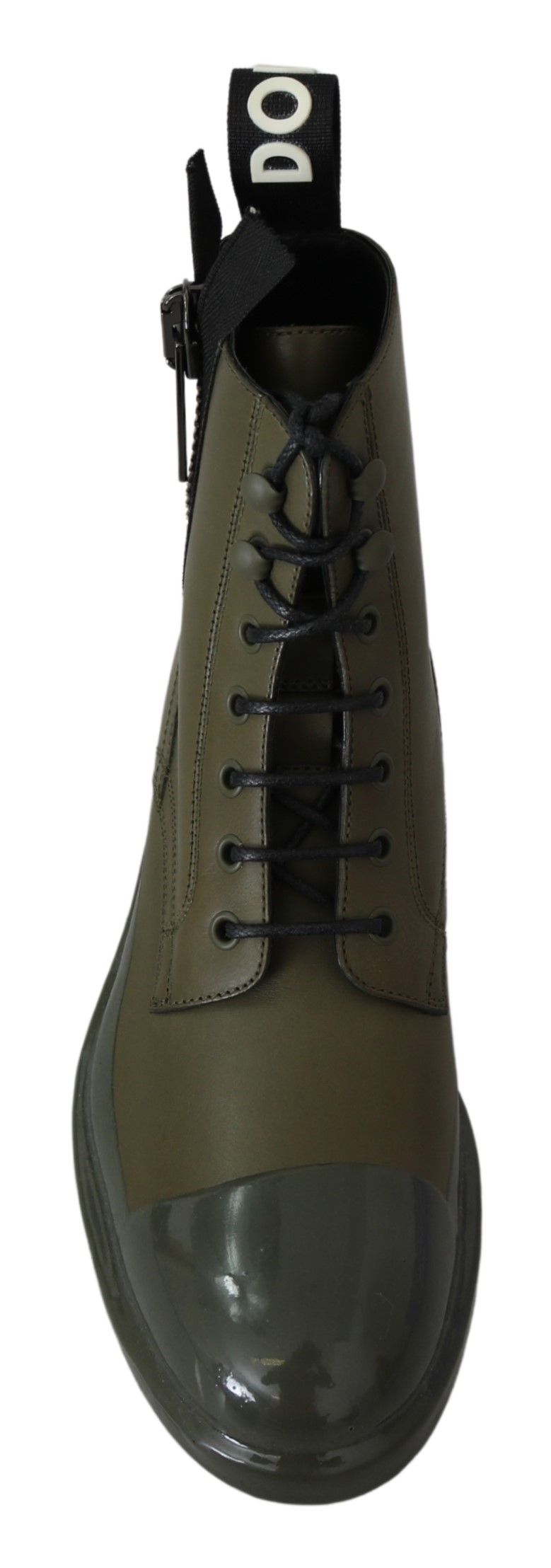 Dolce & Gabbana Chic Military Green Leather Ankle Boots