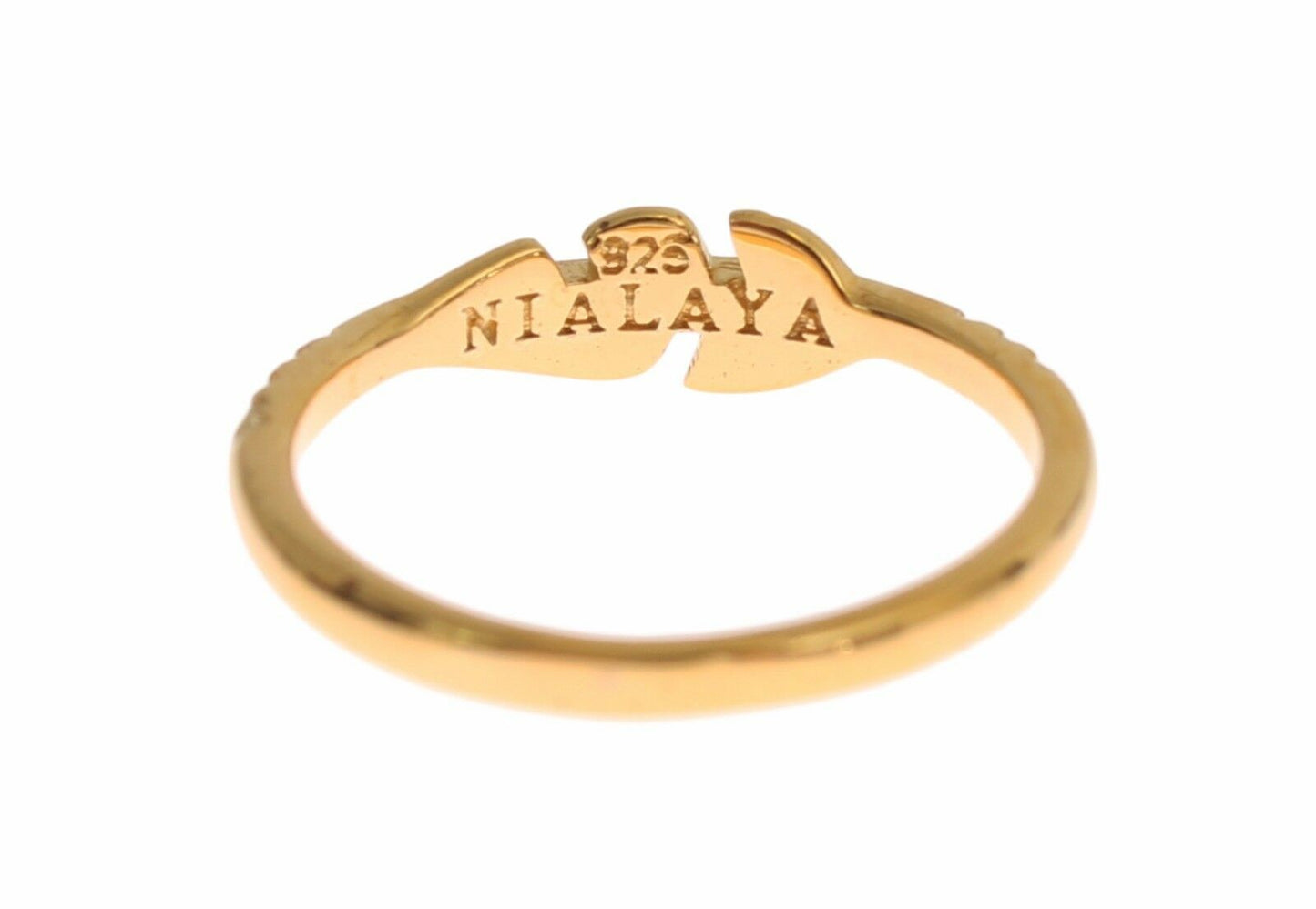 Nialaya Elegant Gold Plated Sterling Silver CZ Ring