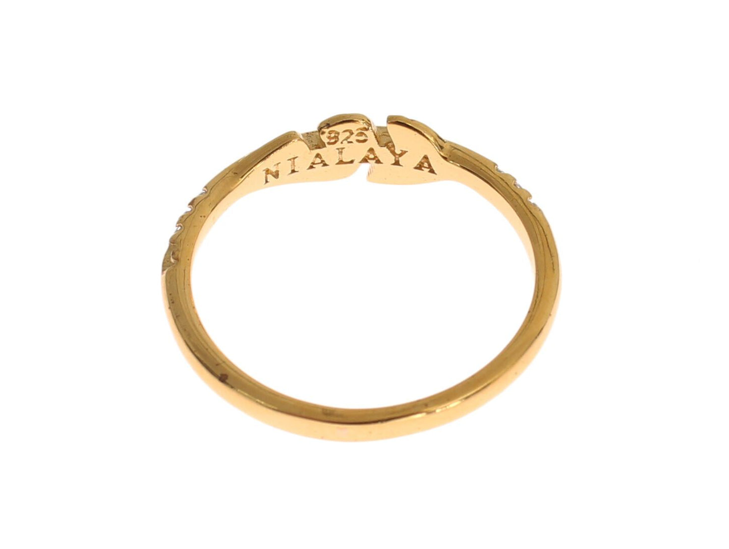 Nialaya Elegant Gold Plated Sterling Silver CZ Ring