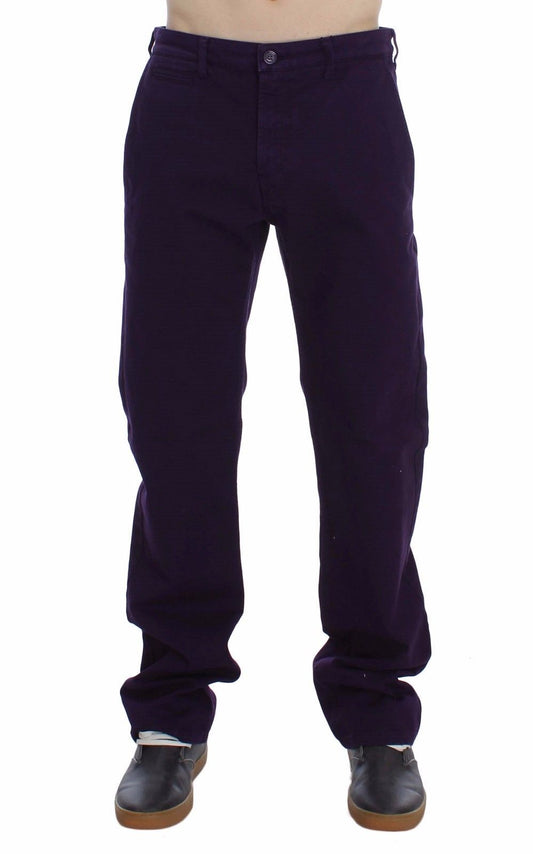 GF Ferre Purple Cotton Stretch Slim Chinos