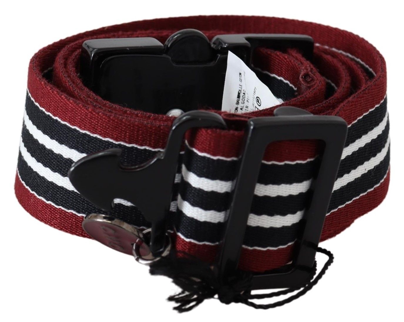 Costume National Striped Leather Fashion Belt in Black & Red