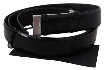 PLEIN SUD Elegant Black Leather Waist Belt