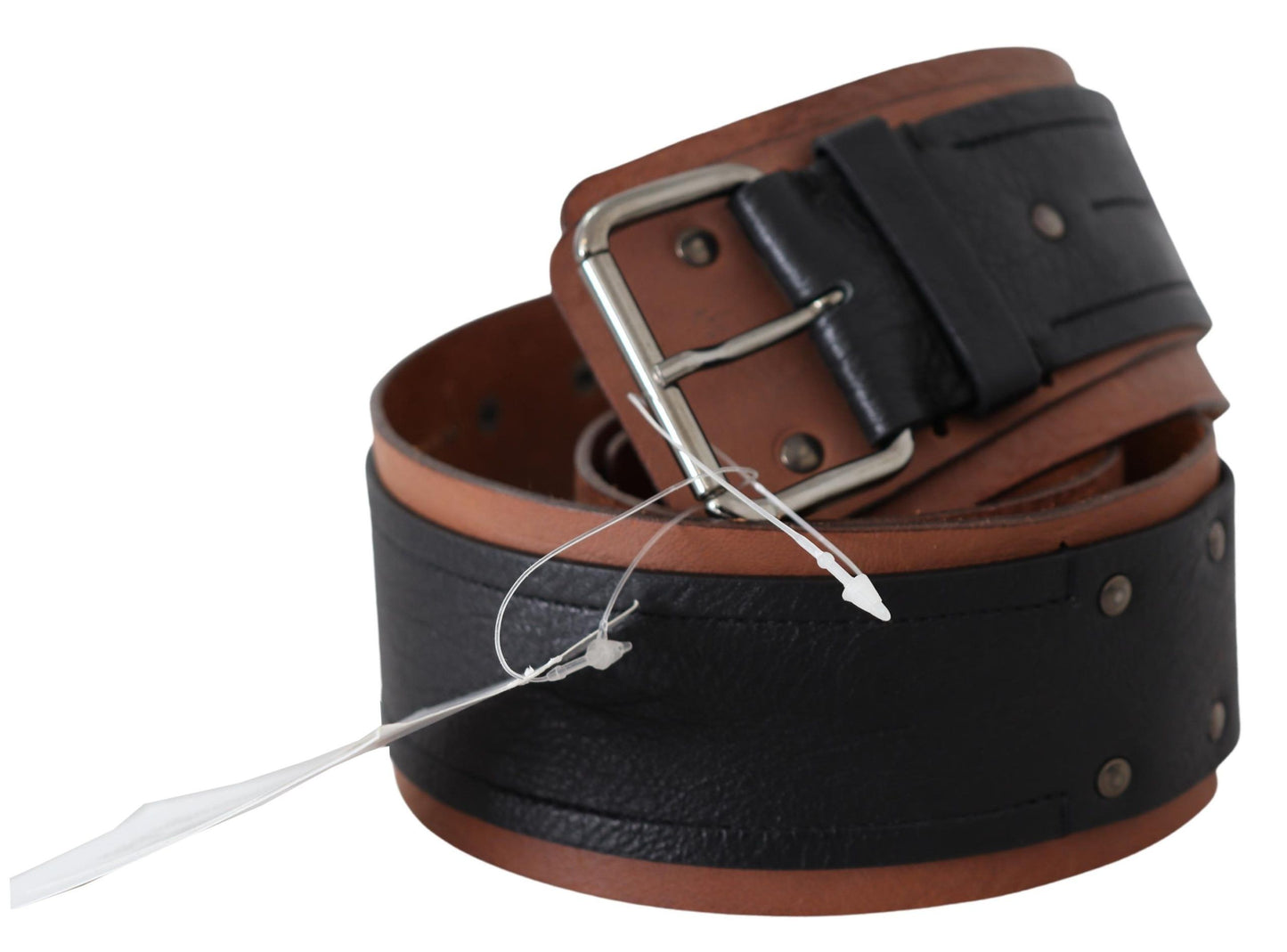 Costume National Elegant Leather Fashion Belt in Brown Black