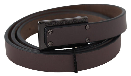 Costume National Elegant Dark Brown Leather Belt