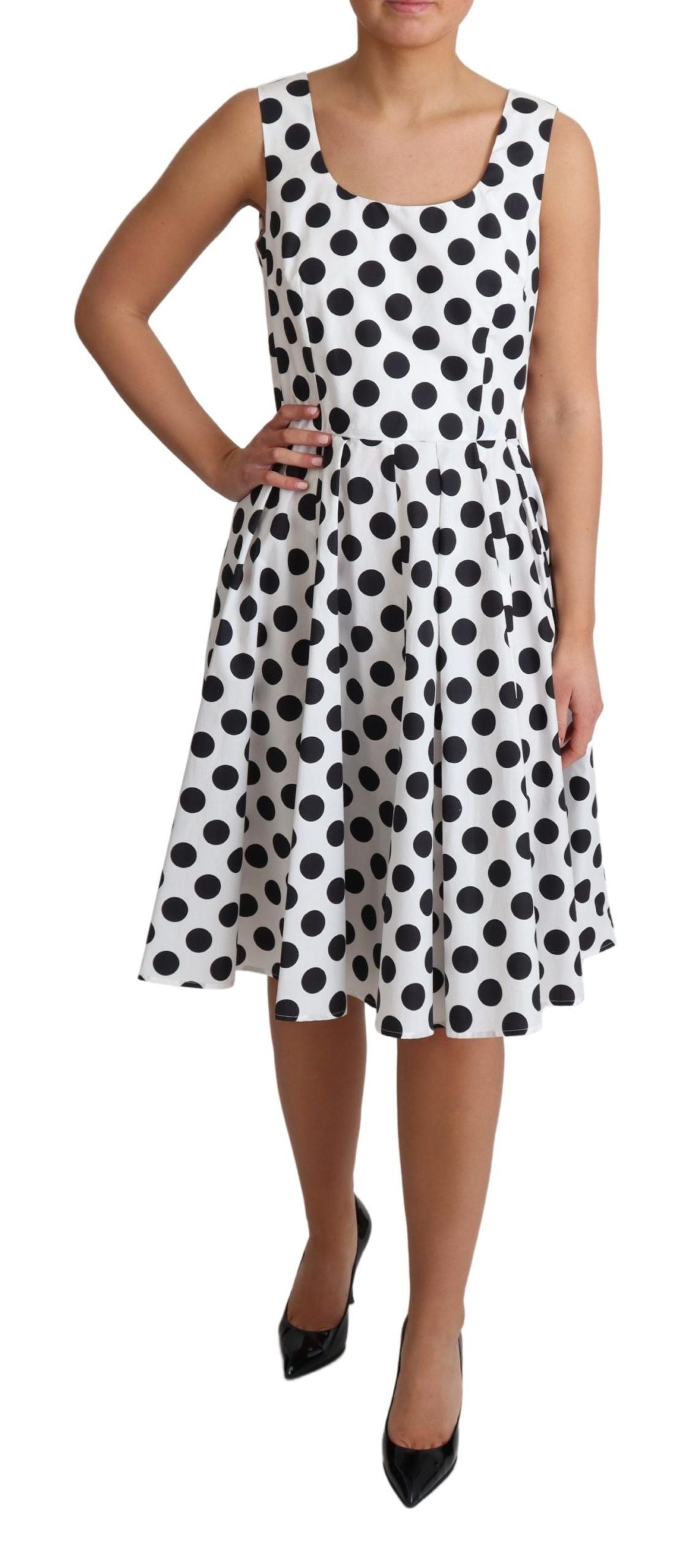 Dolce & Gabbana Elegant Polka Dot Sleeveless A-Line Dress