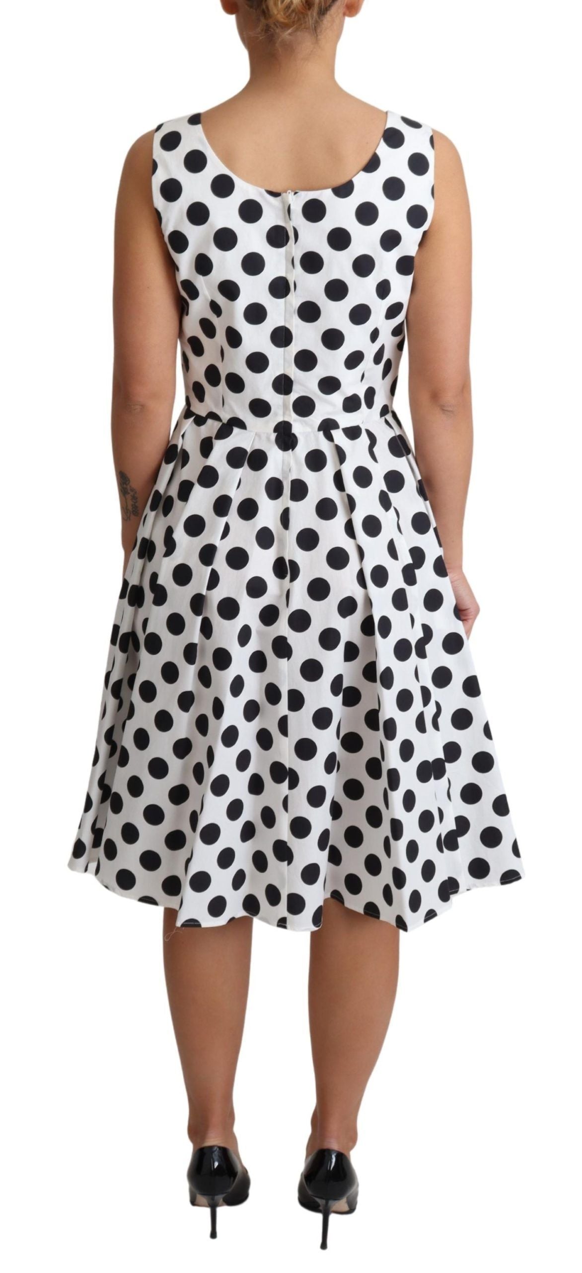 Dolce & Gabbana Elegant Polka Dot Sleeveless A-Line Dress