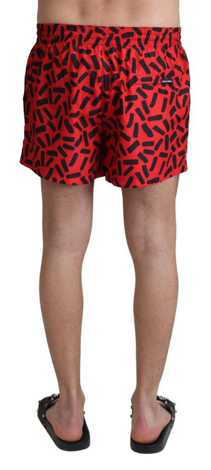 Dolce & Gabbana Radiant Red Drawstring Swim Trunks