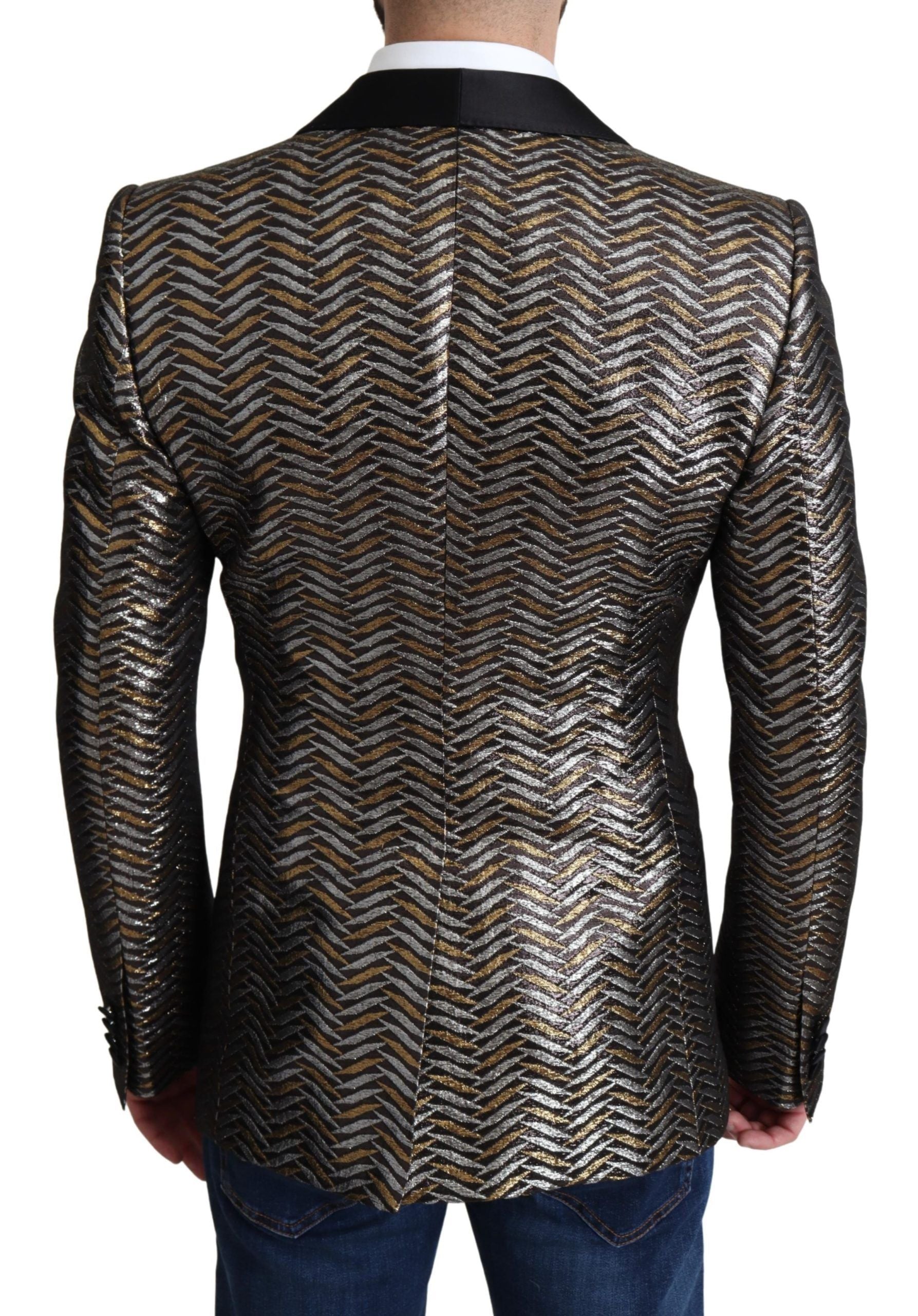 Dolce & Gabbana Elegant Metallic Jacquard Slim Blazer Jacket