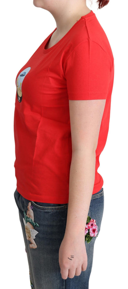 Moschino Chic Red Cotton Tee with Signature Print