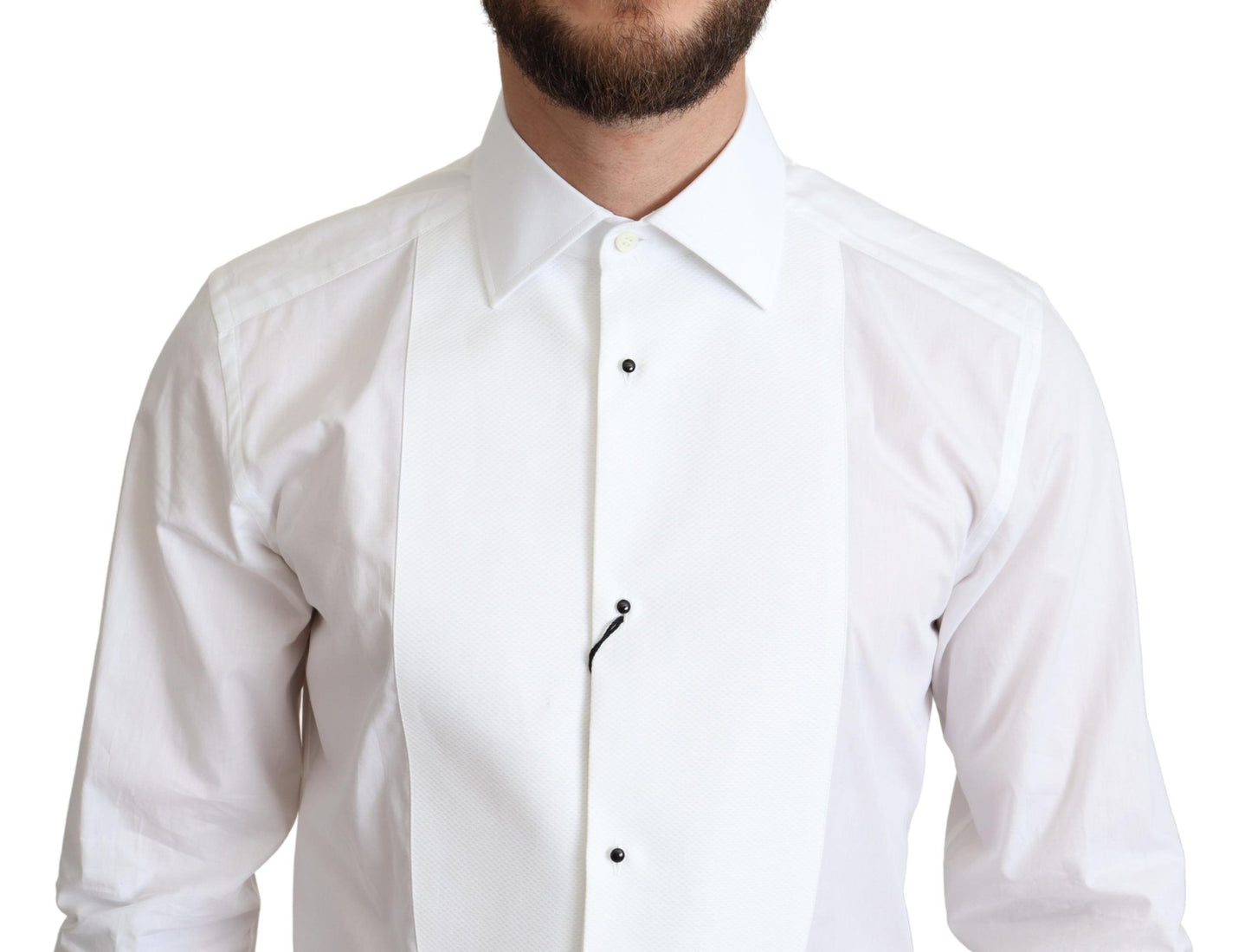 Dolce & Gabbana Elegant White Cotton Bib Dress Shirt