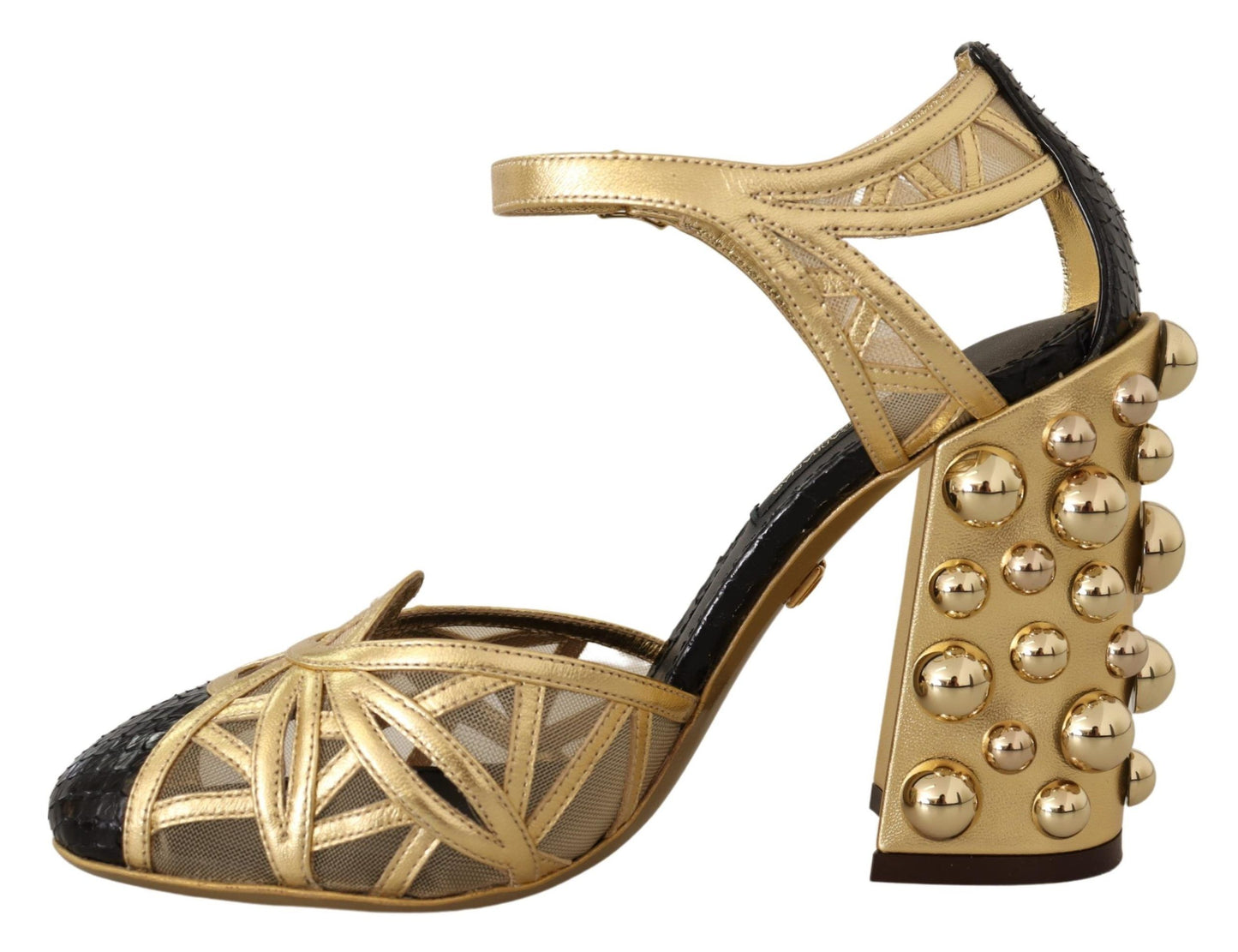 Dolce & Gabbana Elegant Crystal Studded Leather Pumps