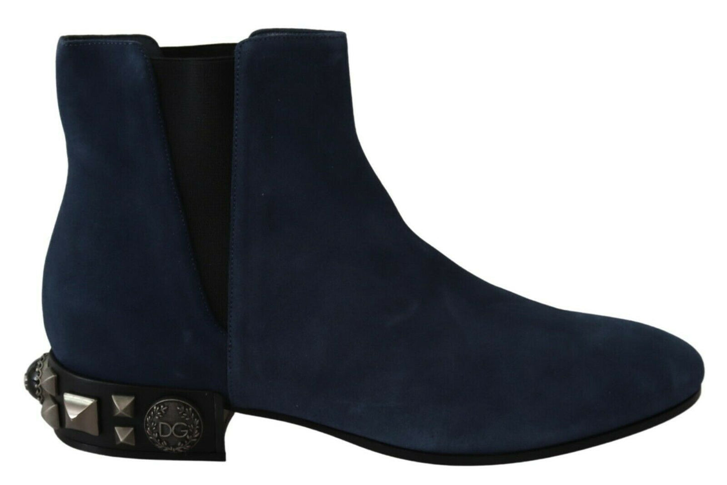 Dolce & Gabbana Chic Blue Suede Mid-Calf Boots with Stud Details