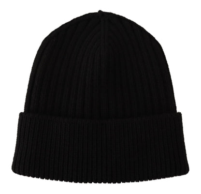 Dolce & Gabbana Elegant Cable Knit Wool Beanie with Fleece Liner