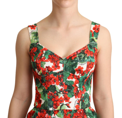 Dolce & Gabbana Chic Red Geranium Print Sleeveless Jumpsuit