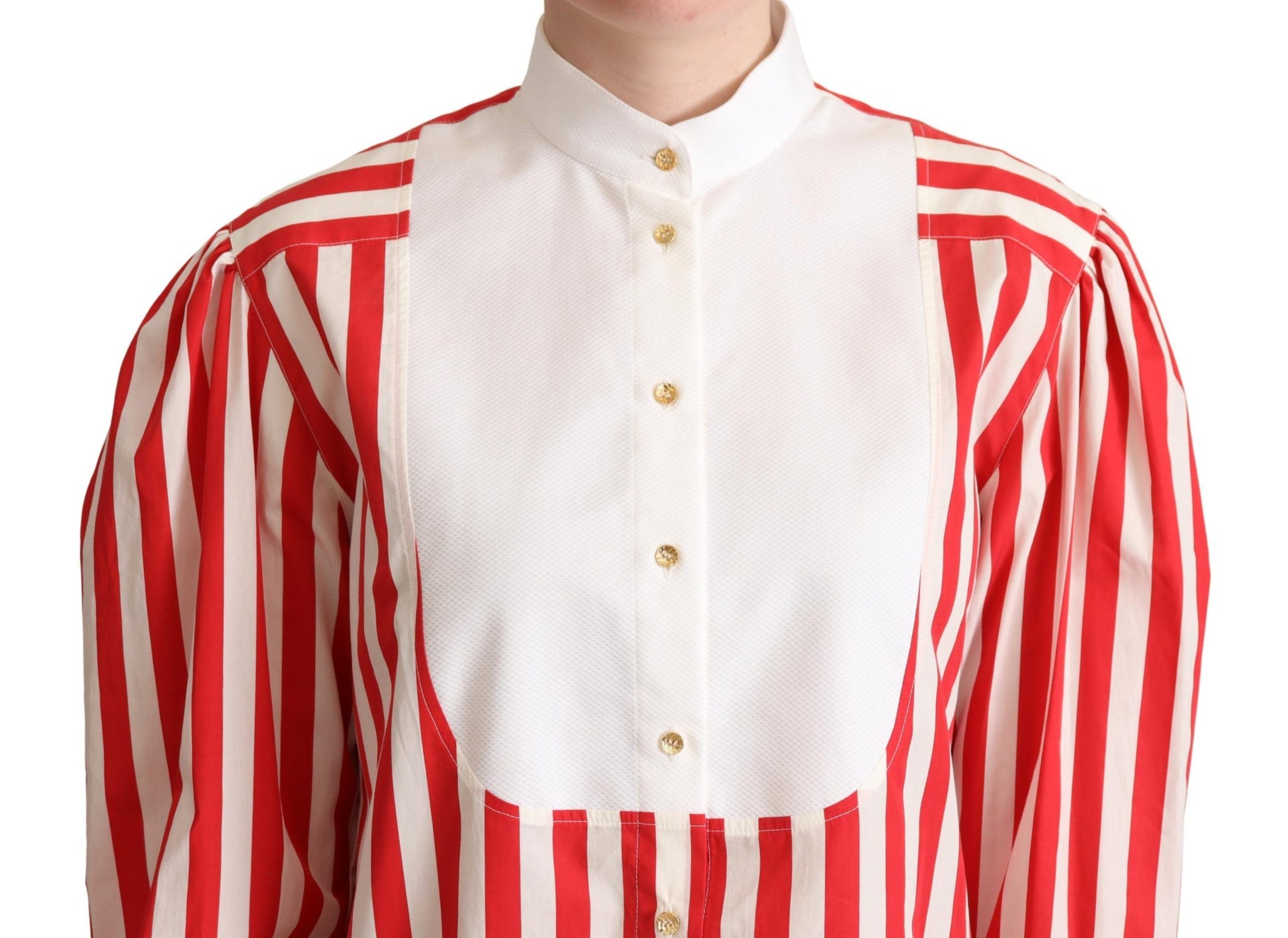 Dolce & Gabbana Elegant Red and White Stripe Cotton Polo Top