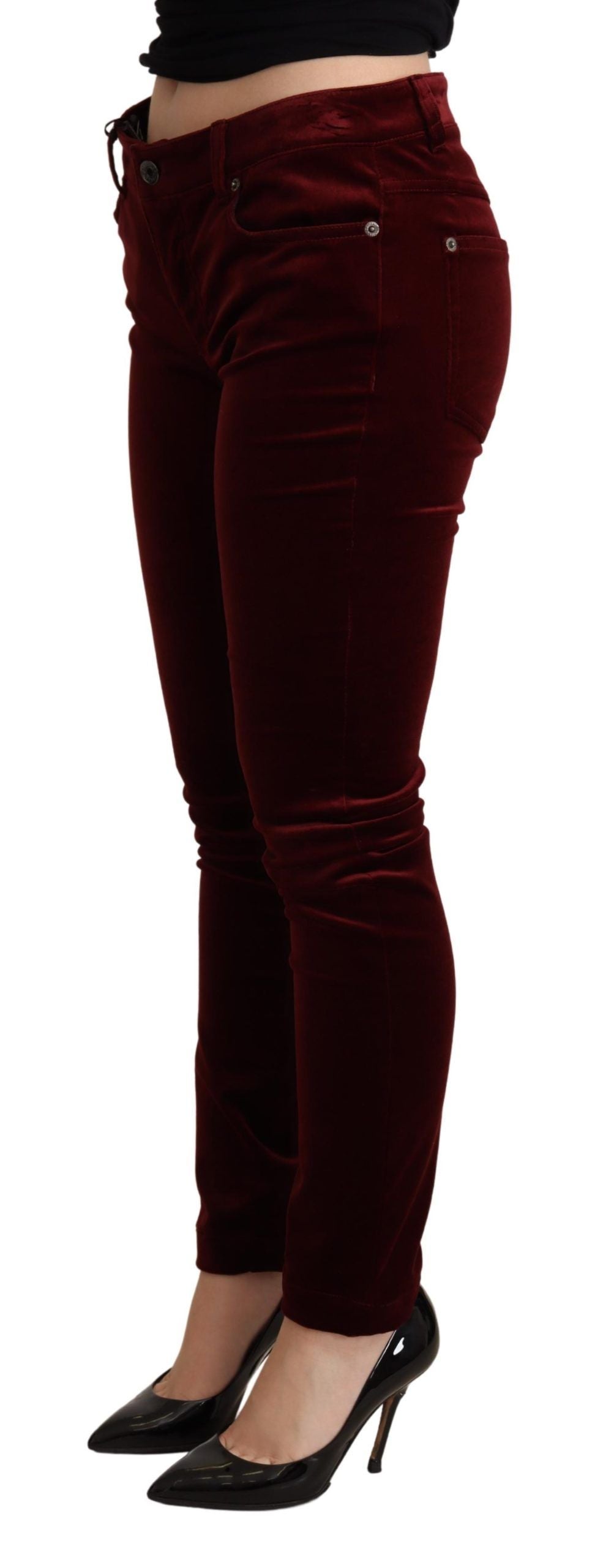 Dolce & Gabbana Exquisite Bordeaux Red Skinny Pants